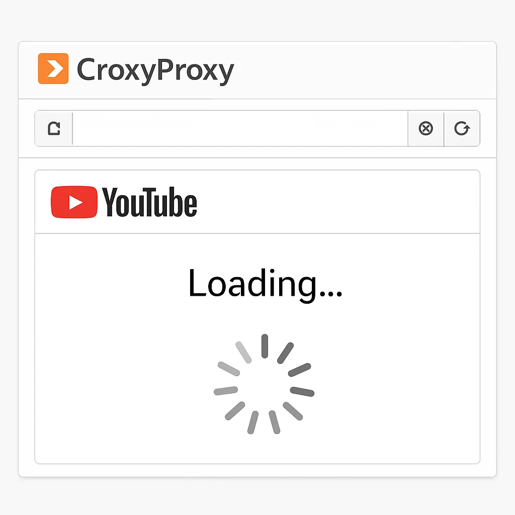 YouTube loading inside the Croxy Proxy frame.