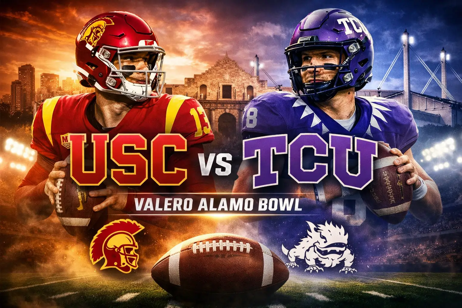 USC vs TCU: Where to Watch, Predictions, Score Updates & Valero Alamo Bowl Preview